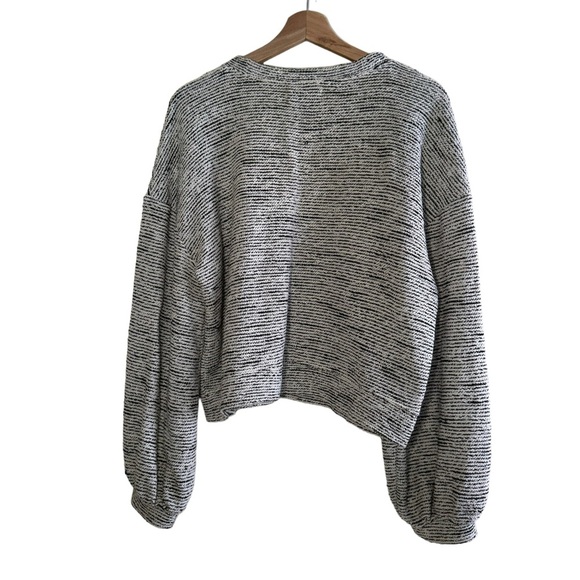 MADEWELL TEXTURE & THREAD BUBBLE SLEEVE TEXTURED LONG SLEEVE TOP WHITE BLACK - Picture 4 of 5